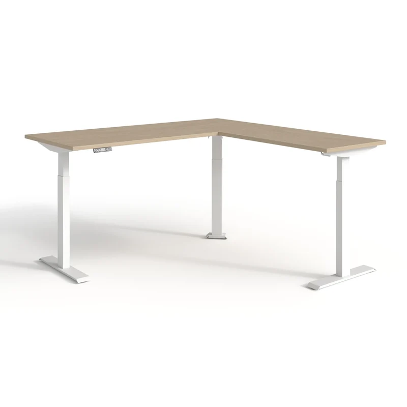 Bureau électrique en L réversible, ajustable en hauteur de 28" à 47-3/4"H, Quorum Essentiel