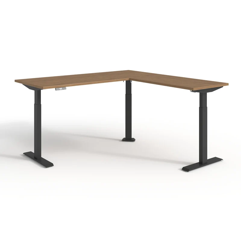Bureau électrique en L réversible, ajustable en hauteur de 28" à 47-3/4"H, Quorum Essentiel