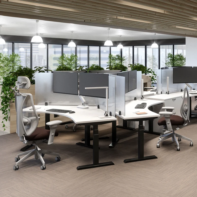 Bureau en coin 120°, ajustable en hauteur de 22,6" à 48,9"H - upCentric 3L