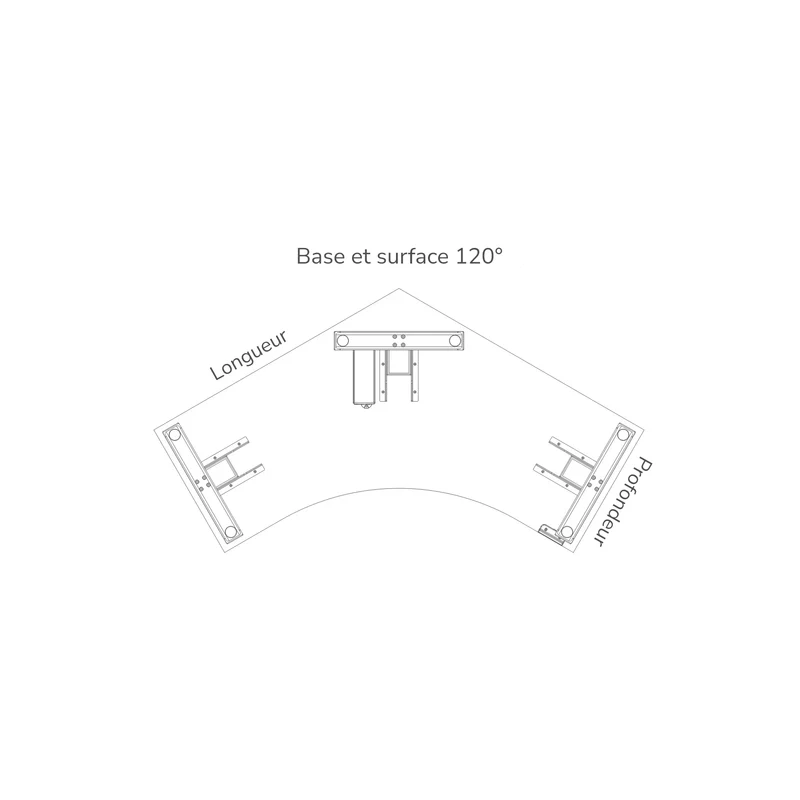 Bureau en coin 120°, ajustable en hauteur de 22,6" à 48,9"H - upCentric 3L