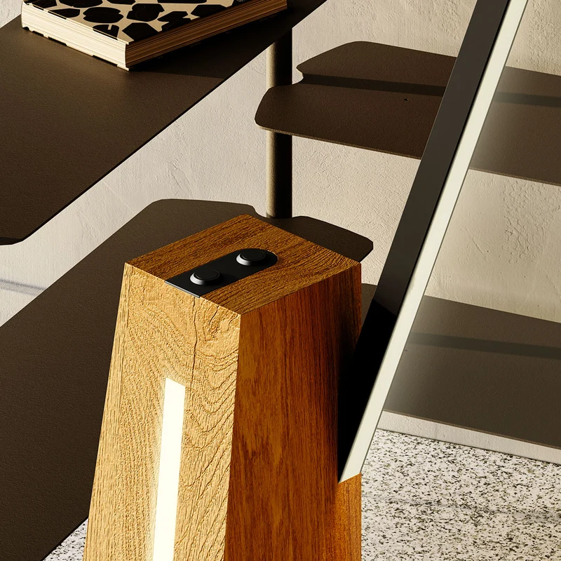 Wooden Floor Lamp ASTOLFO by Amedeo G. Cavalchini for Lumen Center