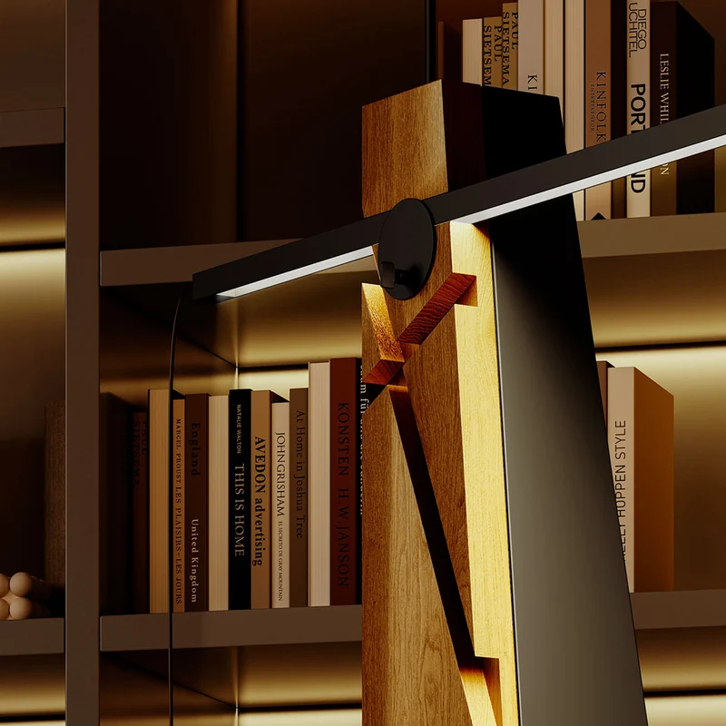 Wooden Floor Lamp ASTOLFO by Amedeo G. Cavalchini for Lumen Center