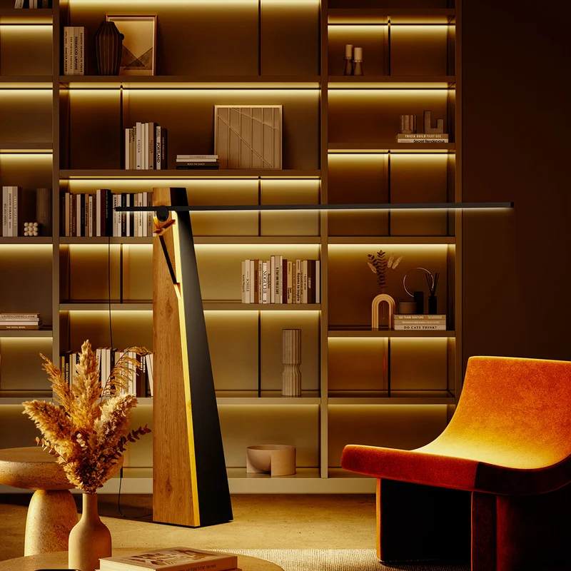 Wooden Floor Lamp ASTOLFO by Amedeo G. Cavalchini for Lumen Center
