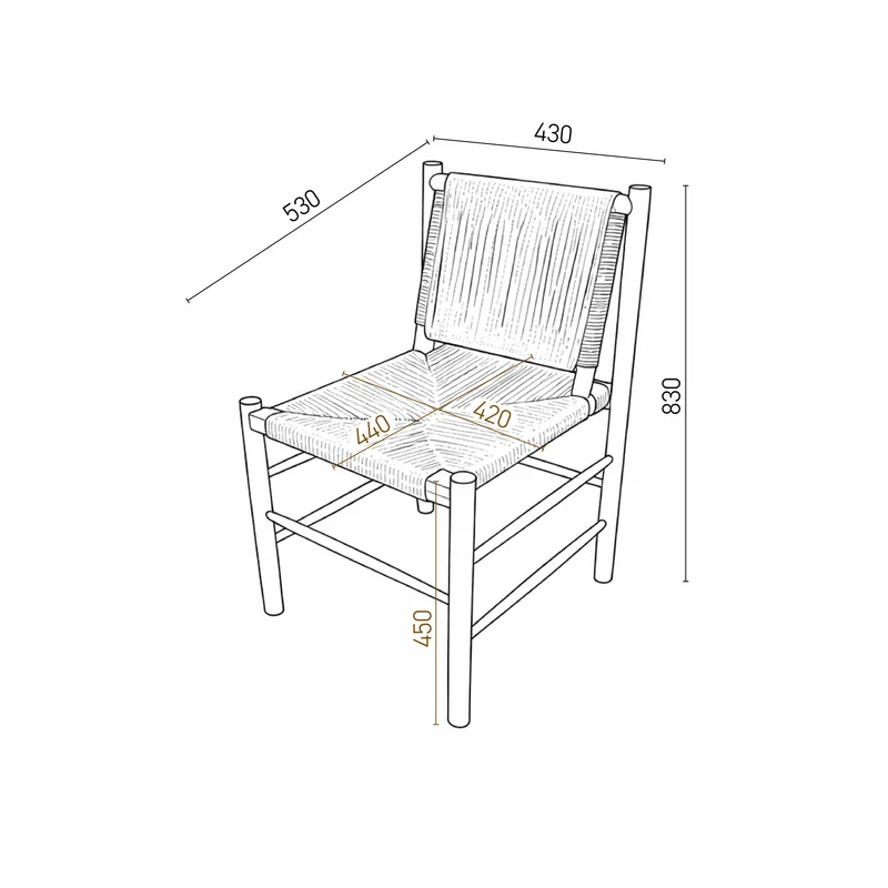 Charly eetkamerstoel - Vintage Pine/ Naturel rotan