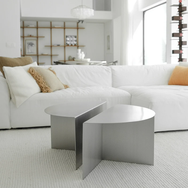 Salontafel - Valognes - 80 cm - Geborsteld staal