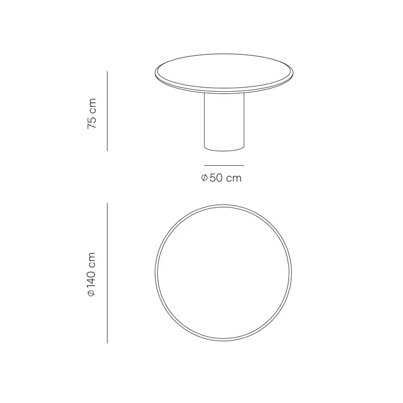 Eetkamertafel rond 140 cm - Nana - Latte StoneSkin onderstel - Wit travertin