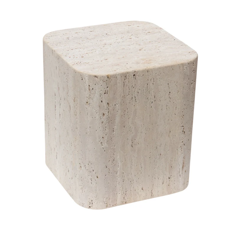 Vierkante salontafel Travertijn - Alba - 40 cm - Ronde rand
