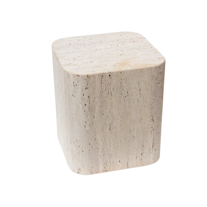 Vierkante salontafel Travertijn - Alba - 40 cm - Ronde rand
