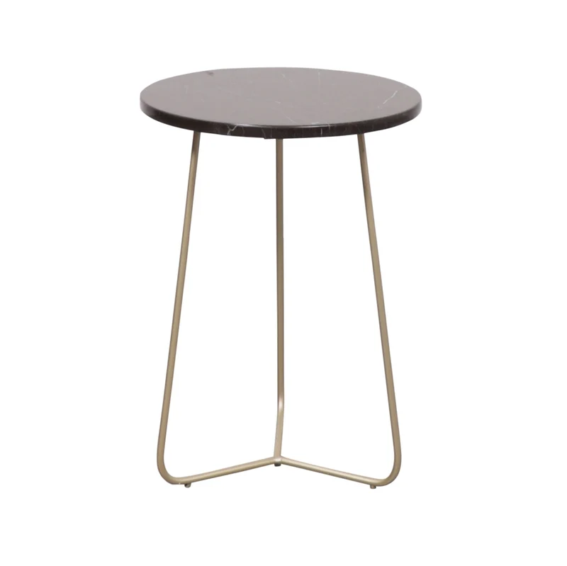 Bijzettafel met gouden onderstel - Juliette - Zwart/Rood Marmer - Ø35/H50cm