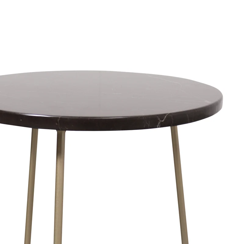 Bijzettafel met gouden onderstel - Juliette - Zwart/Rood Marmer - Ø35/H50cm