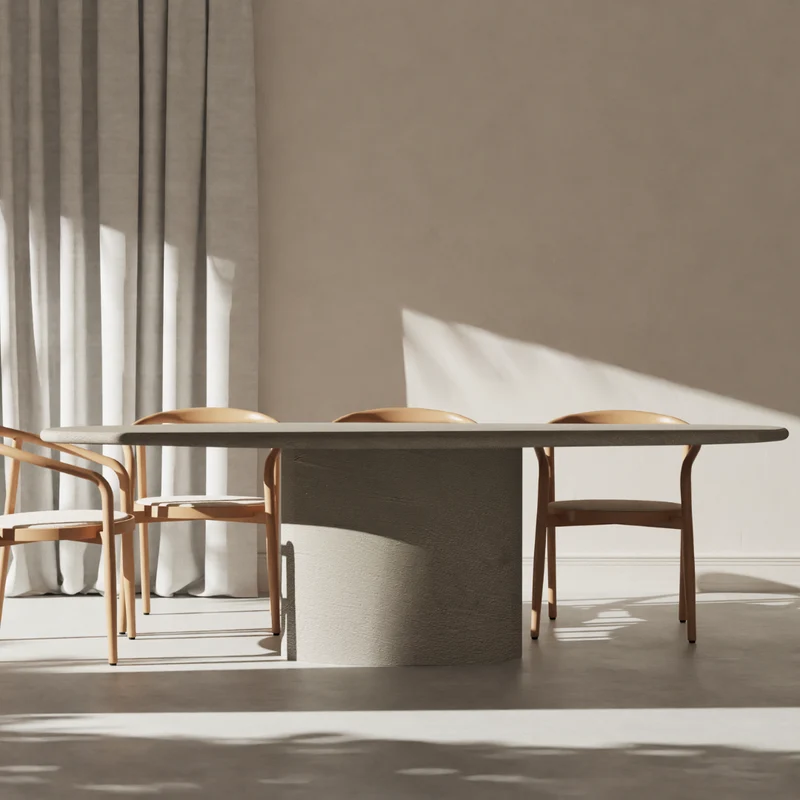 Organische eettafel Strasbourg - 250 cm - Aarde MicroSkin - Structuur afwerking - Ronde rand