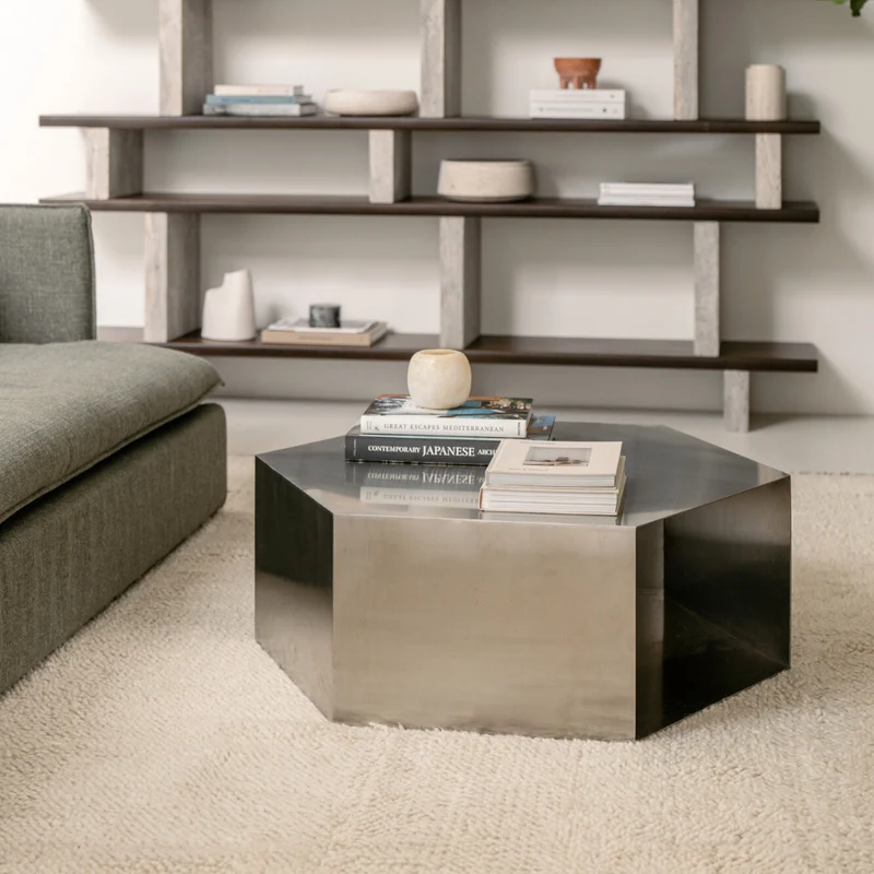 Salontafel Benno - B100 D100 H38 - Geborsteld staal