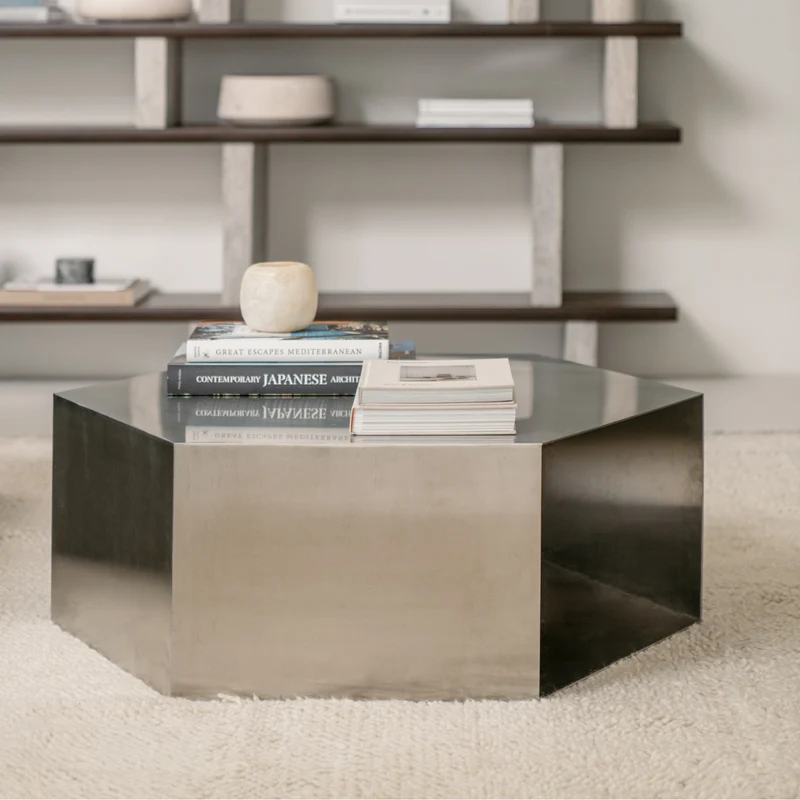 Salontafel Benno - B100 D100 H38 - Geborsteld staal