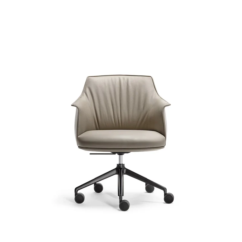 Leather Office Chair with Wheels ARCHIBALD TASK by Jean-Marie Massaud for Poltrona Frau