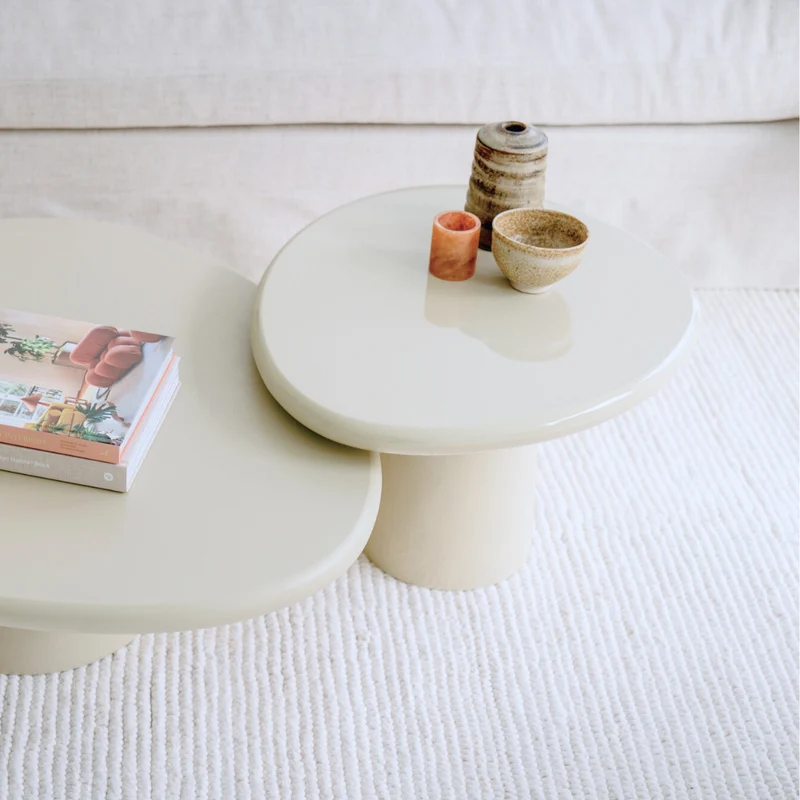 Salontafel Microcement Juno - Glossy StoneSkin - Licht kaki - 64 cm