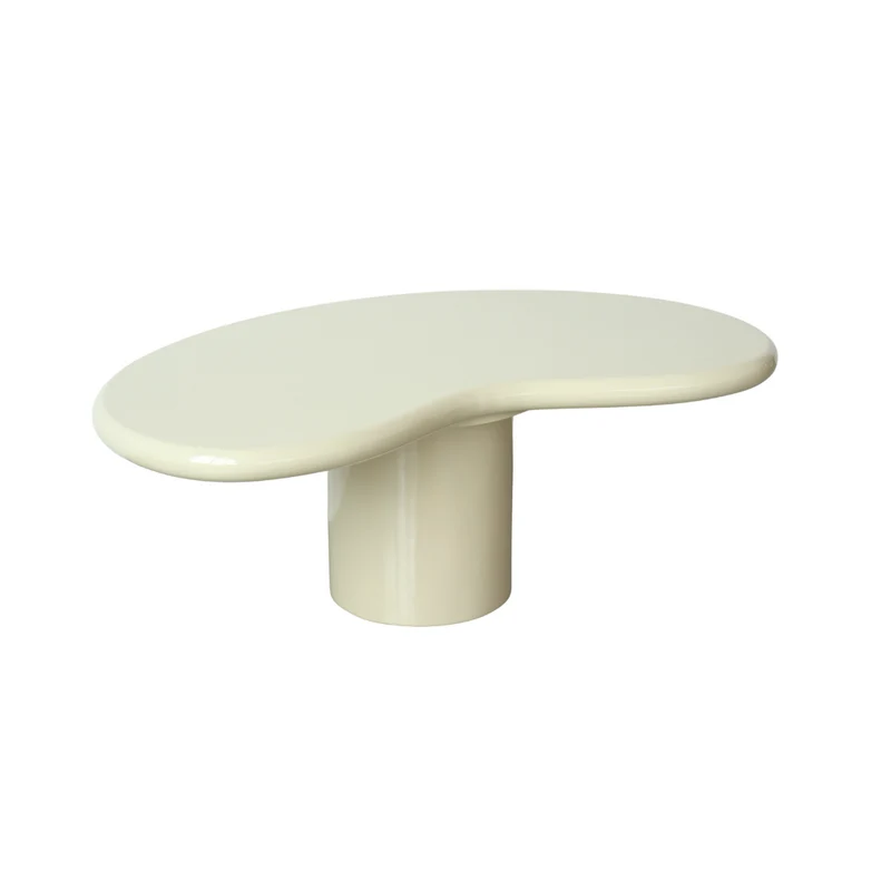 Salontafel Loches - Glanzend licht kaki StoneSkin - Ronde rand