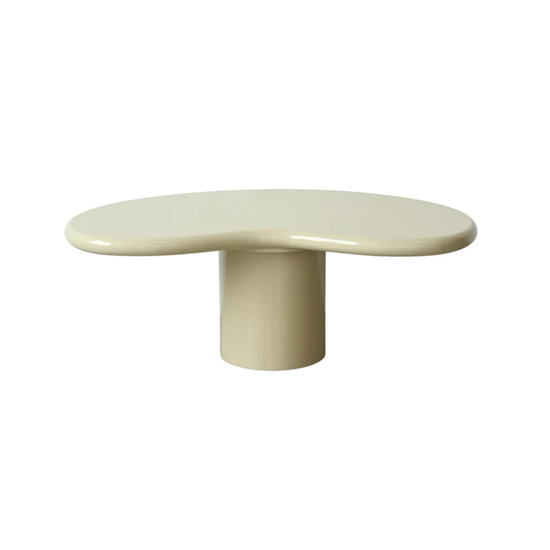 Salontafel Loches - Glanzend licht kaki StoneSkin - Ronde rand
