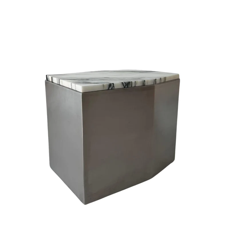 Salontafel metaal - Creully - Stainless steel met Blauw wit marmer