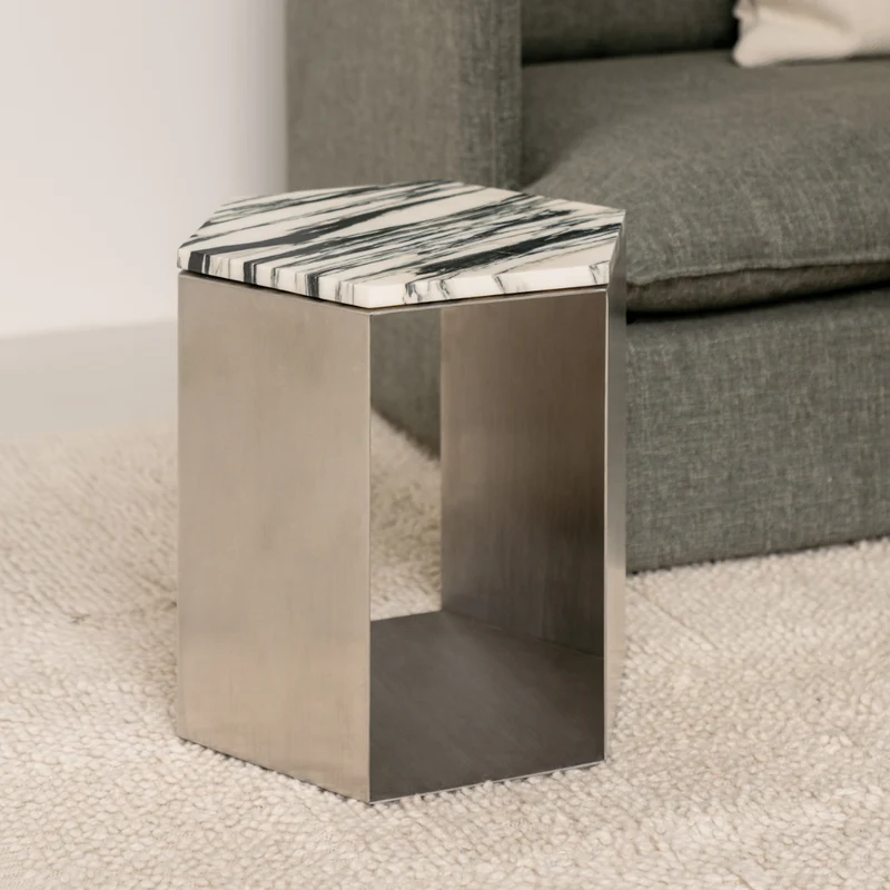 Marmeren Salontafel Stainless steel – Hexagon - een elegante combinatie van marmer en staal