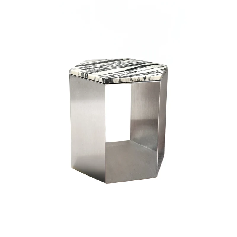 Marmeren Salontafel Stainless steel – Hexagon - een elegante combinatie van marmer en staal