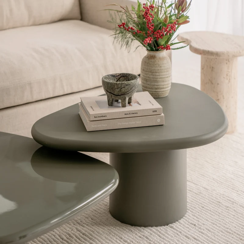 Salontafel Tille - 90 cm - StoneSkin - Licht Kaki
