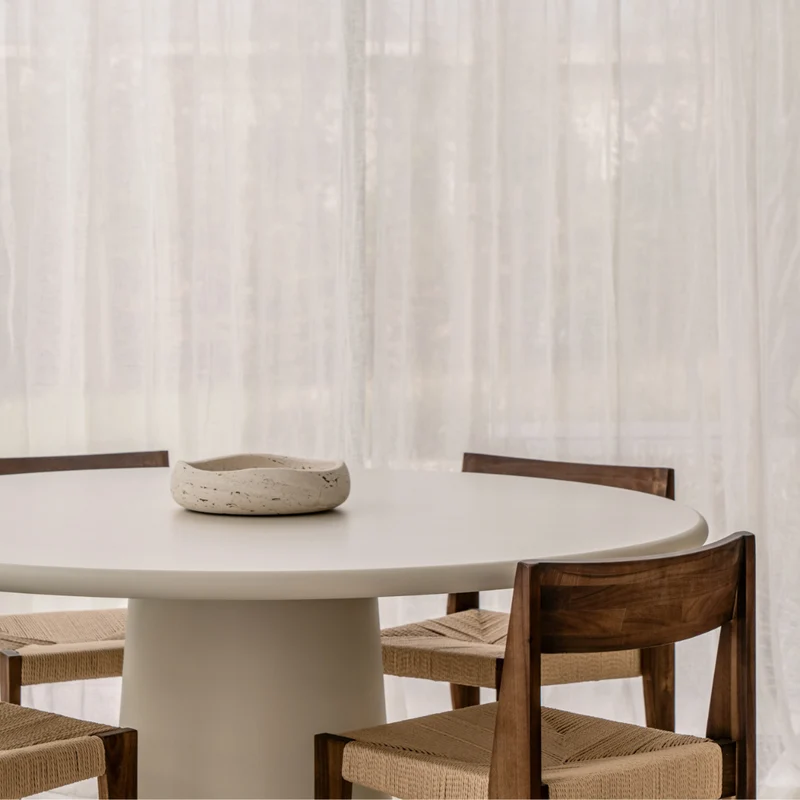 Ronde betonlook eettafel - Brocas - StoneSkin - Conische tafelpoot