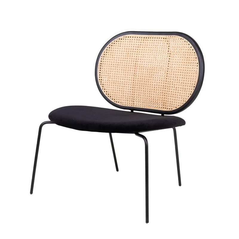 Relax fauteuil Zwart Velvet - London - Naturel Rotan