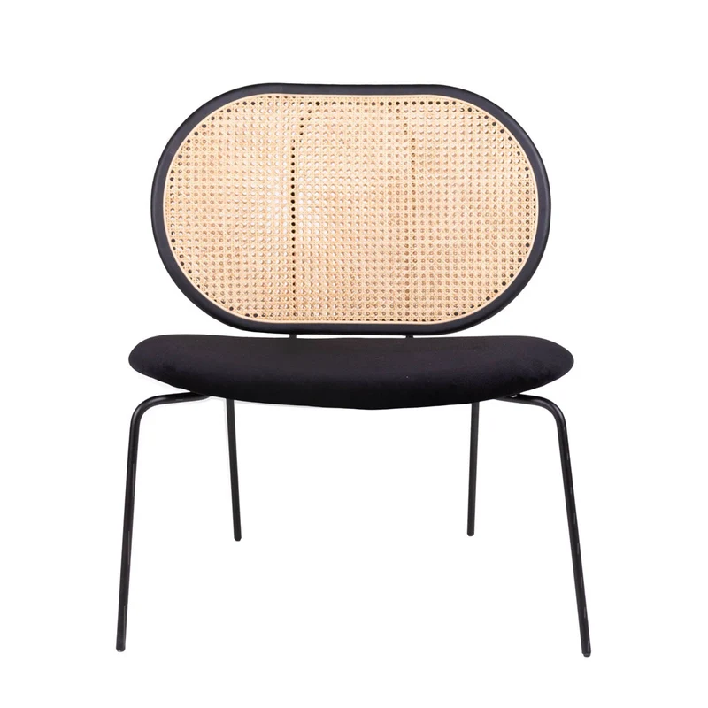 Relax fauteuil Zwart Velvet - London - Naturel Rotan