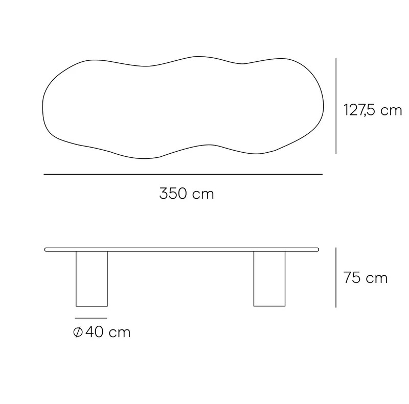 Organische Eettafel - Limoges - Microskin - 350 cm