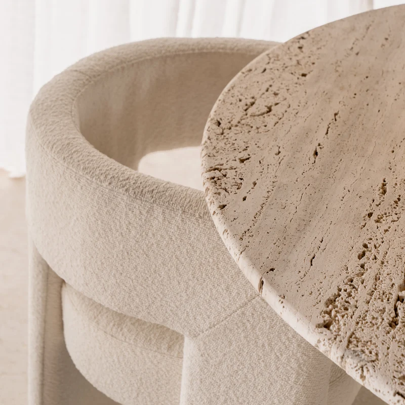 Nana - Ronde Eettafel - Travertin - Wit