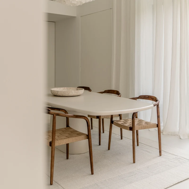 Rechthoekige eettafel - Ovale poot - StoneSkin - Lorient - Latte