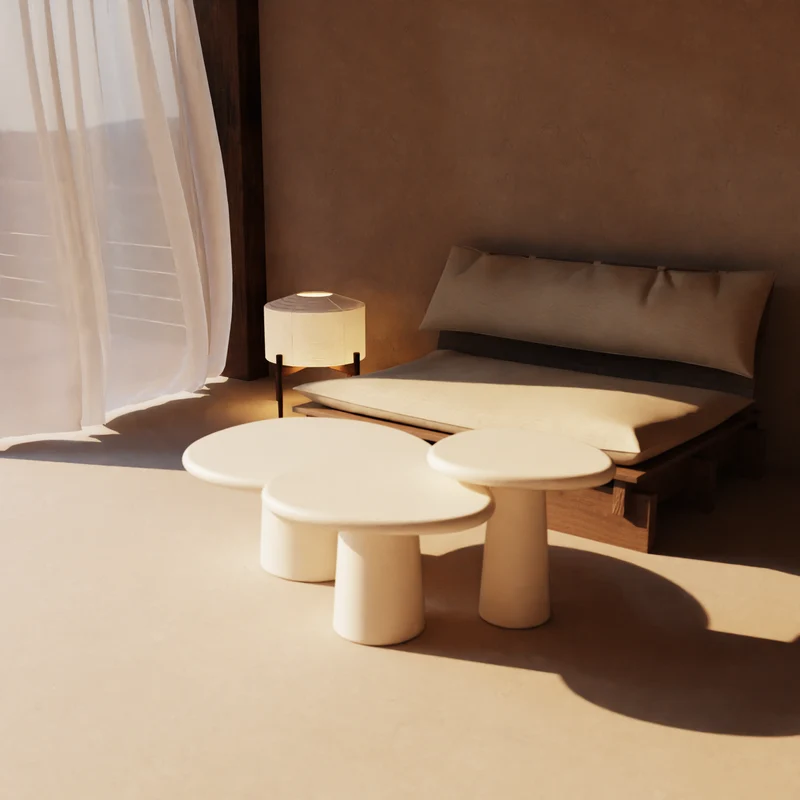 Salontafel rond betonlook organisch - Juno - StoneSkin - 50 cm