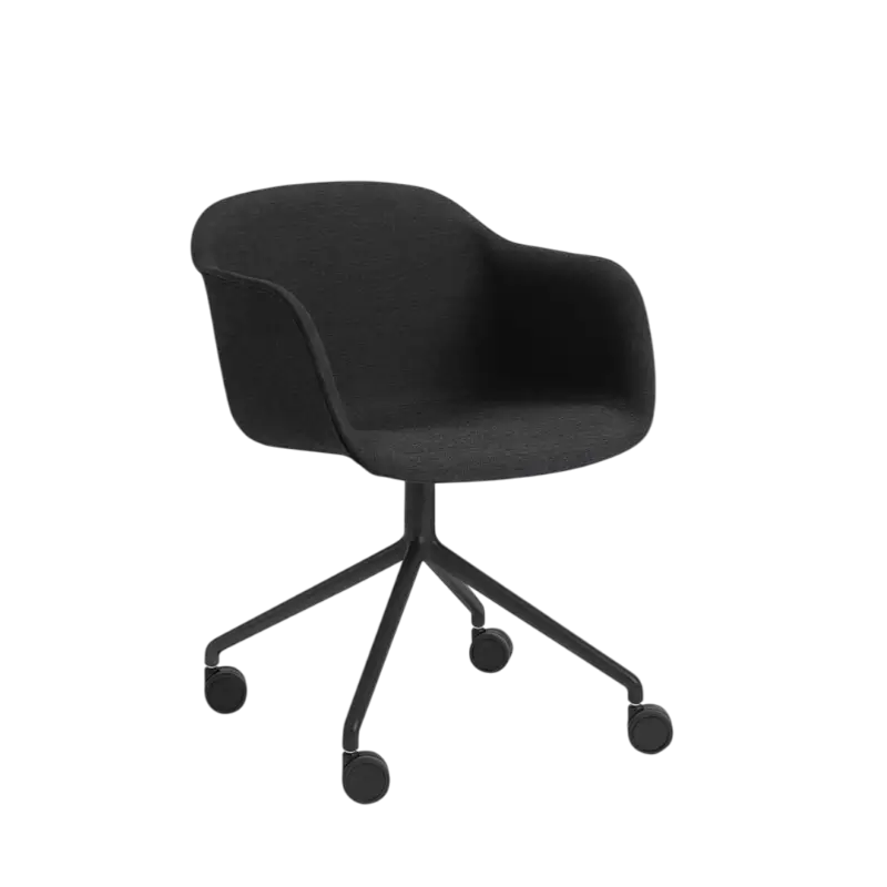Fiber Armchair Swivel Base Full Upholstery - With Castors