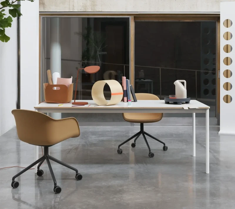 Fiber Armchair Swivel Base Full Upholstery - With Castors