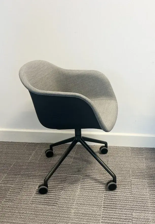 Fiber Armchair Swivel Base Full Upholstery - With Castors