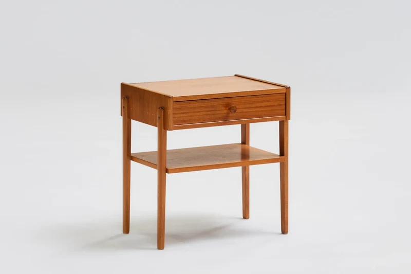 Set of 2 teak bedside tables, 1950s-1970s