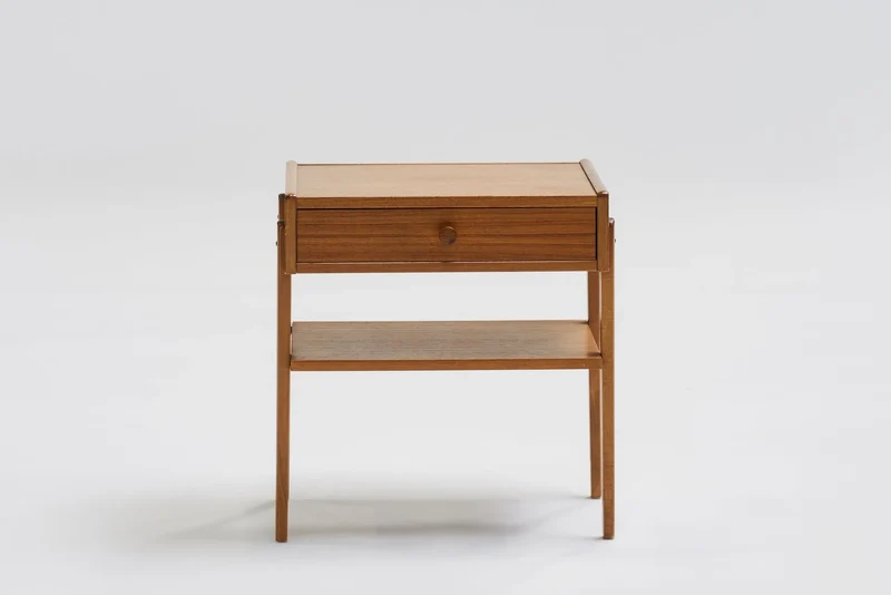 Set of 2 teak bedside tables, 1950s-1970s