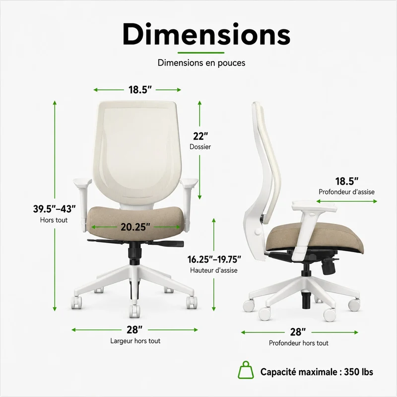 Chaise de bureau blanche YouToo Birch