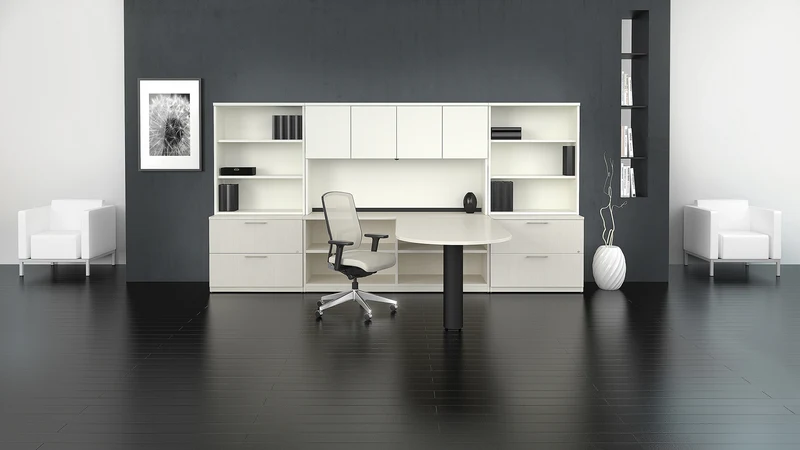 Bureau en L réversible avec étagère et rangement, Concept 400E