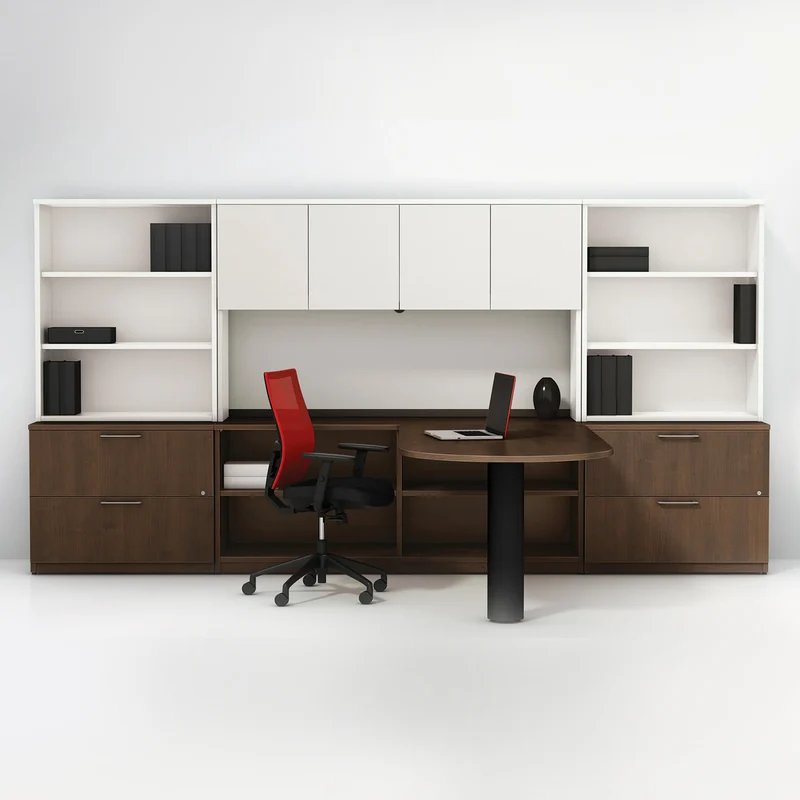 Bureau en L réversible avec étagère et rangement, Concept 400E