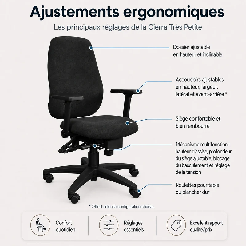 Chaise ergonomique Cierra Très Petite Taille
