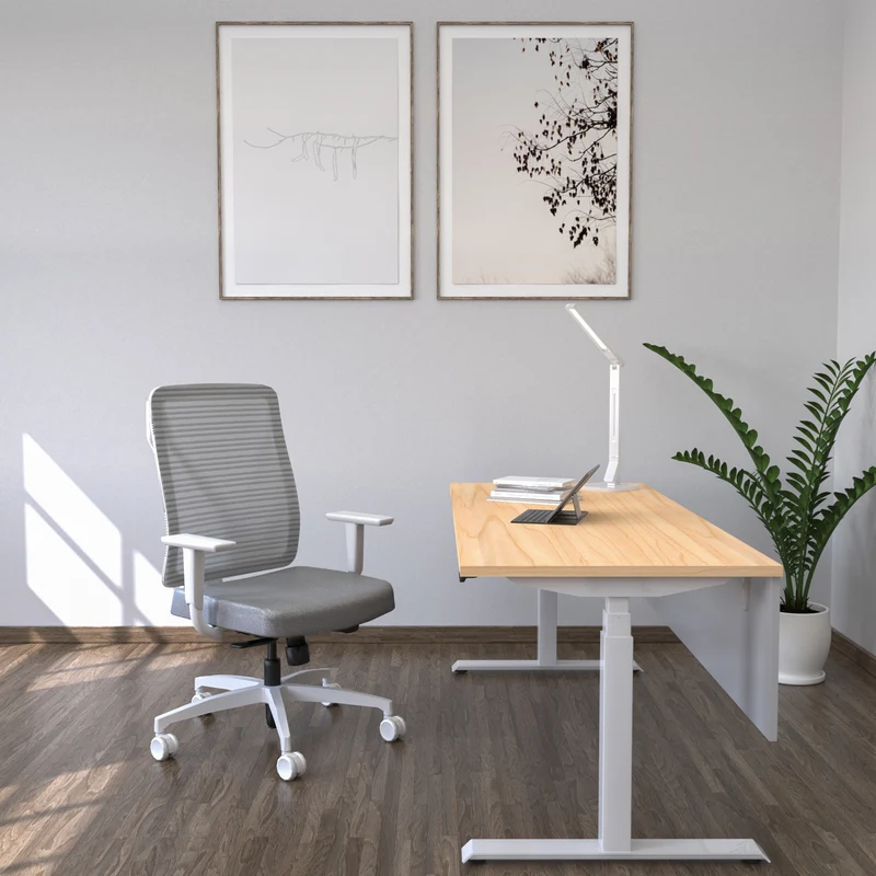 Chaise de bureau dossier moyen, bâti blanc Levo