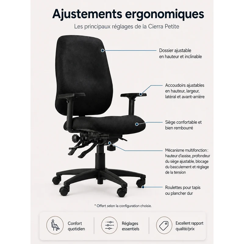 Chaise ergonomique Cierra Petite Taille