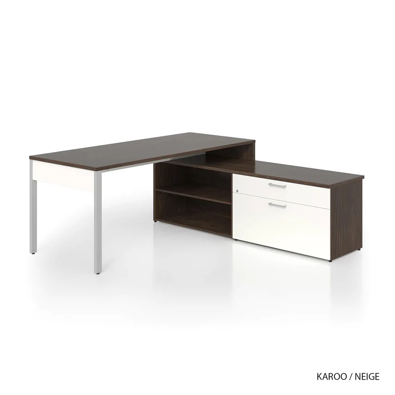 Bureau moderne en L avec rangement bas, Concept 300
