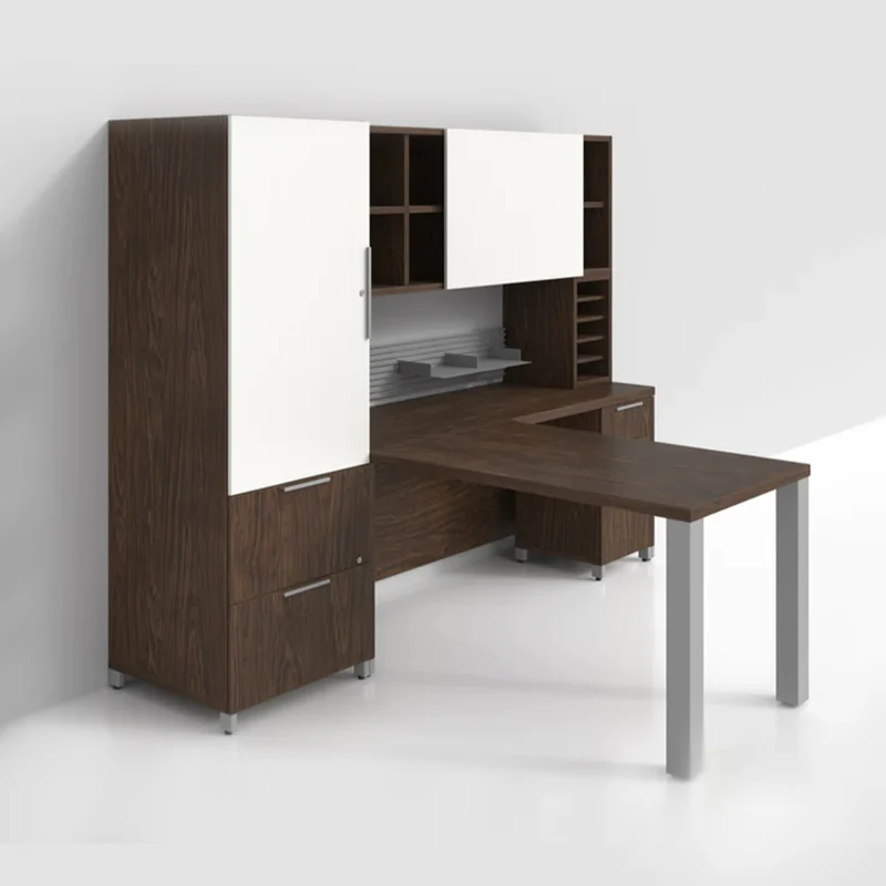 Mobilier de bureau en L avec rangements - Série Quad