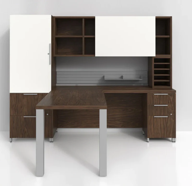 Mobilier de bureau en L avec rangements - Série Quad