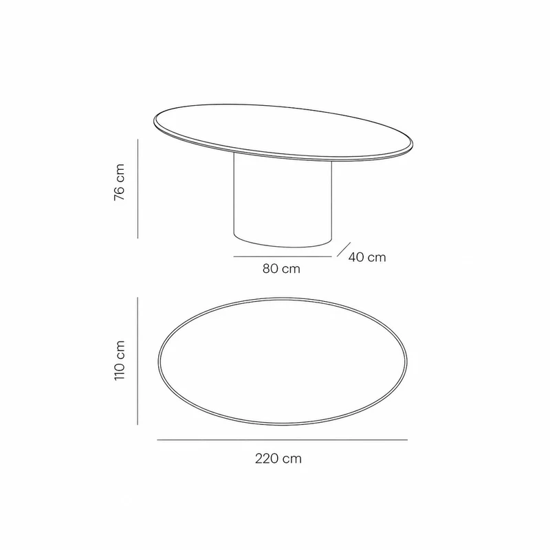 Ovale eettafel betonlook - Dena - Latte - 220cm - StoneSkin