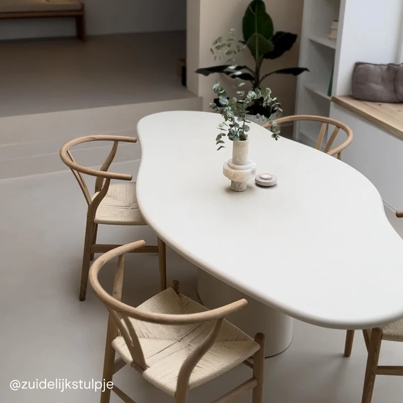 Organische Eettafel - Cian - Betonlook - StoneSkin - Latte