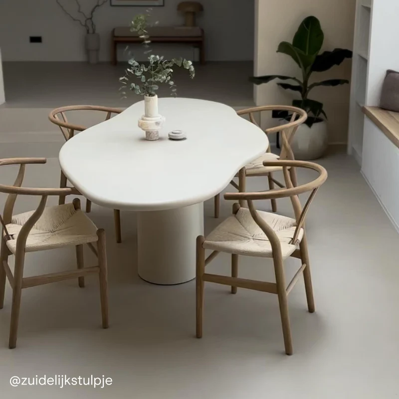 Organische Eettafel - Cian - Betonlook - StoneSkin - Latte