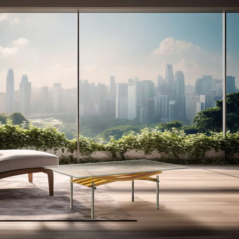 Wood and Glass Coffee Table VINCI by Winetage